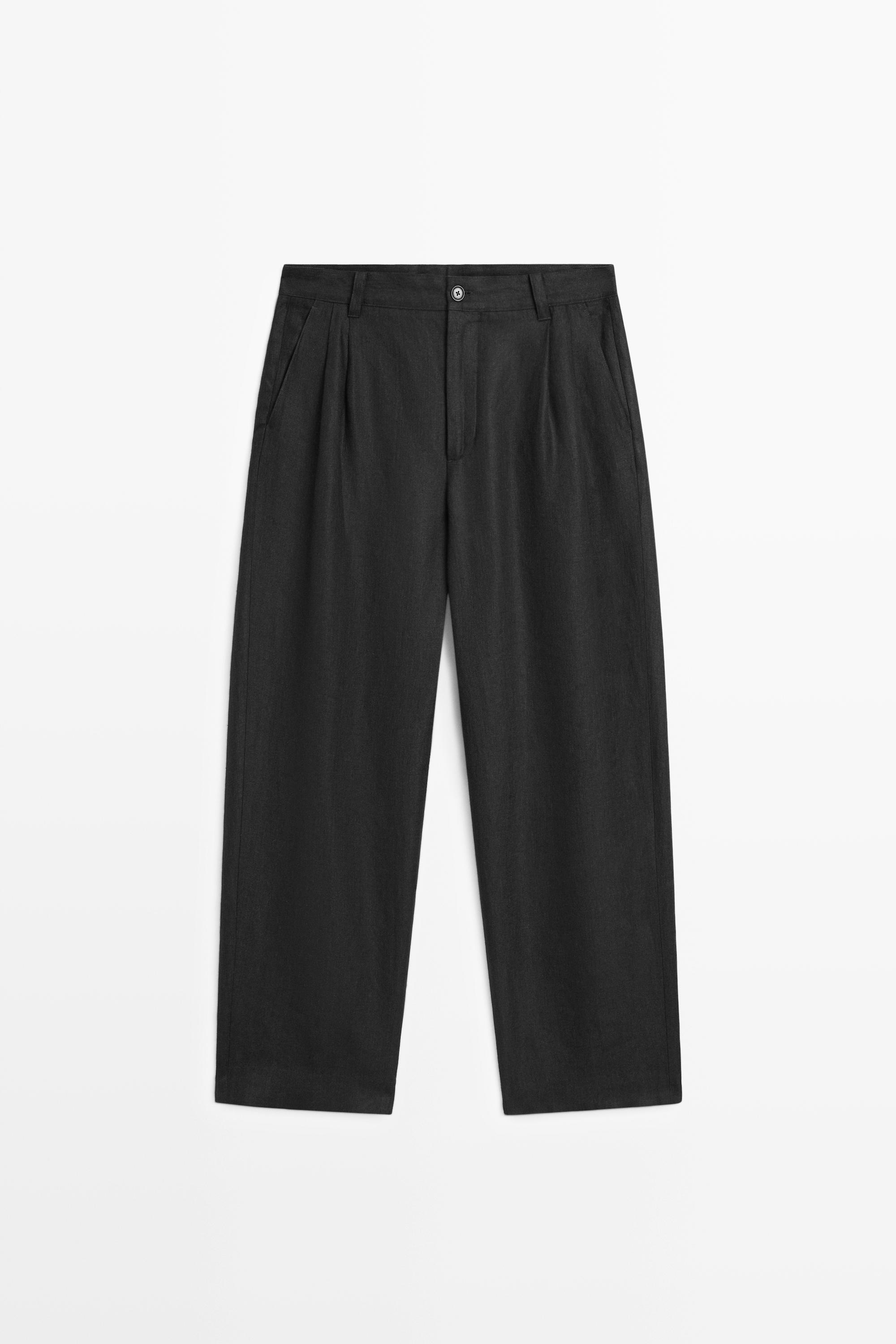 Pantalon à double pince 100 % lin